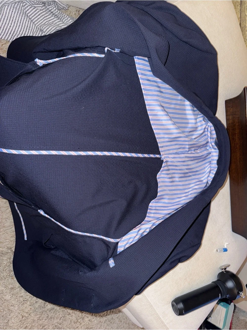 Broletto Men's Navy Blue Wool Spandex Blazer Jacket